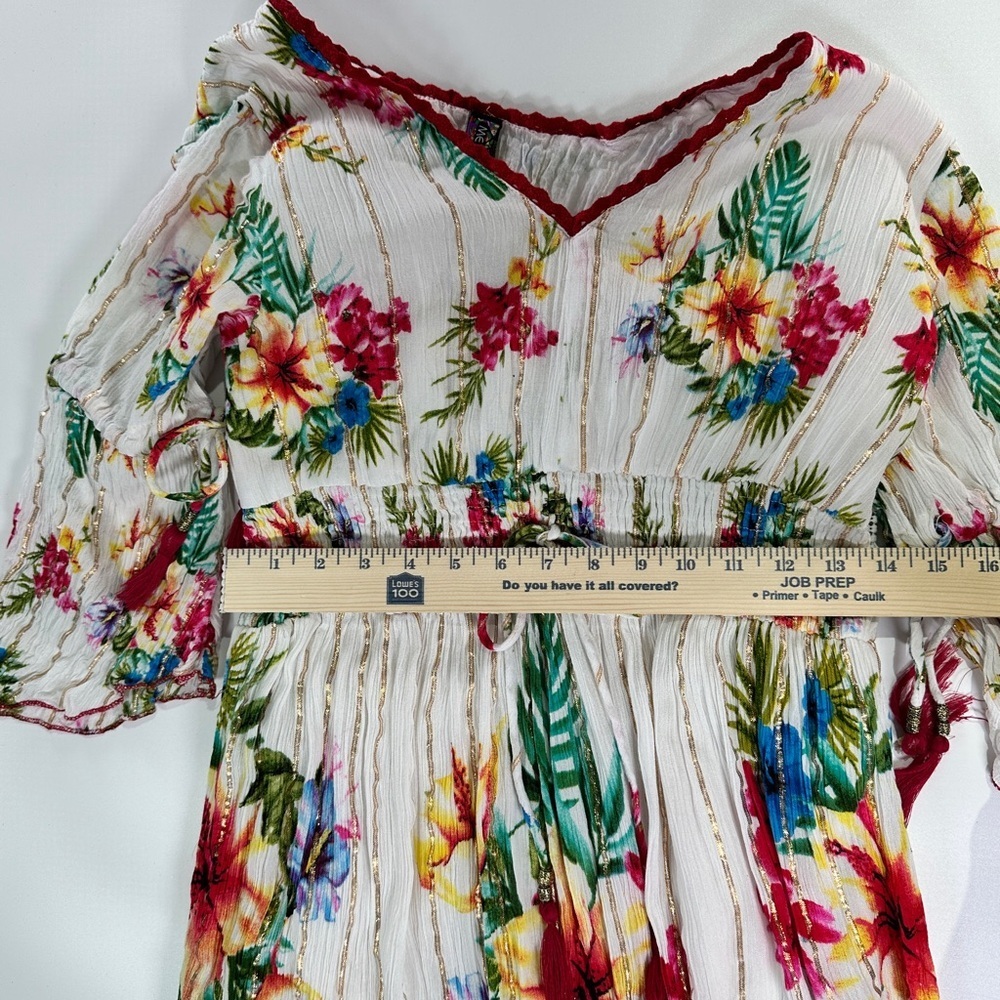 Me 2 Magic Boho Viscose Floral Smocked Waist Midi Dress Size L - Picture 13 of 16